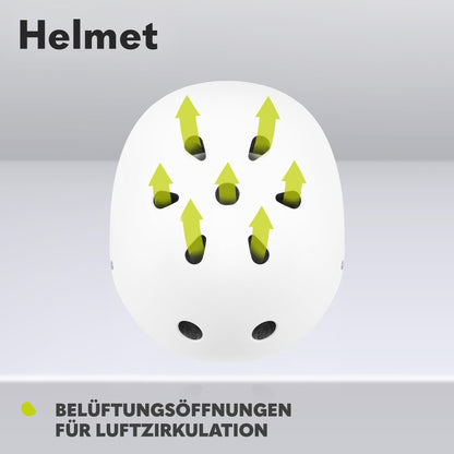 Lionelo Helmet laste kiiver, reguleeritav 50-56 cm, lõuakaitsega, valge