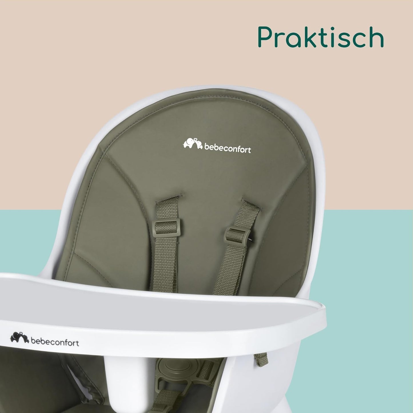 Bebeconfort Avista 2-in-1 söögitool, polstriga ja lauaplaadiga, roheline (Mineral Green), alates 6 kuust, kuni 30 kg