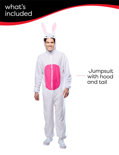 Rubie’s täiskasvanute jänese kostüüm, unisex, valge roosade detailidega