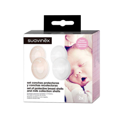 Suavinex silikoonist rinnakaitsekomplekt: 2 piimakogujat ja 2 kaitsekarpi