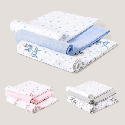 Interbaby 3-osaline musliintekkide komplekt, sinine, 80 × 80 cm, mudel 98971-01