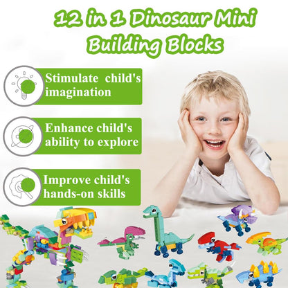 AIDIER 12-ühes dinosauruste ehitusklotsid, hariv ehituskomplekt lastele alates 7. eluaastast