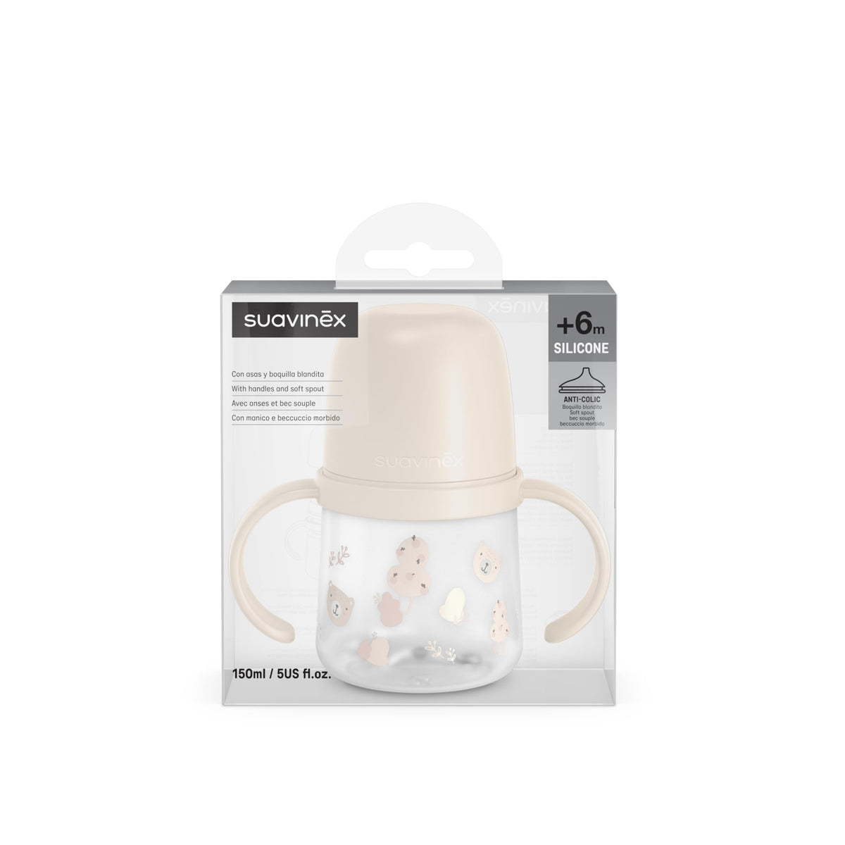 SUAVINEX õppetass käepidemetega Wild&Free, kreem 150 ml, 6+ kuud
