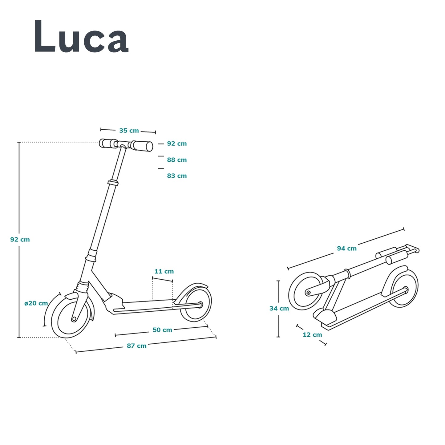 Lionelo Luca tõukeratas, kokkupandav, 200 mm PU-rattad, kuni 100 kg