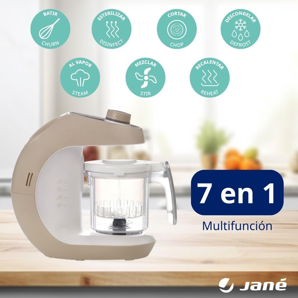 Jané Chefkiss 7-ühes beebitoiduvalmistaja – aurutamine, sulatus, soojendus, steriliseerimine ja automaatne puhastus