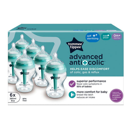 Tommee Tippee Advanced Anti-Colic koolikutevastane lutipudel, 260 ml, 6 tk komplektis