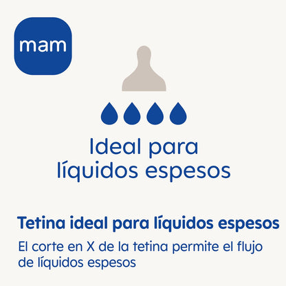 MAM Easy Active lutipudel 330 ml, X-lutt paksudele vedelikele, 6+ kuud, türkiis