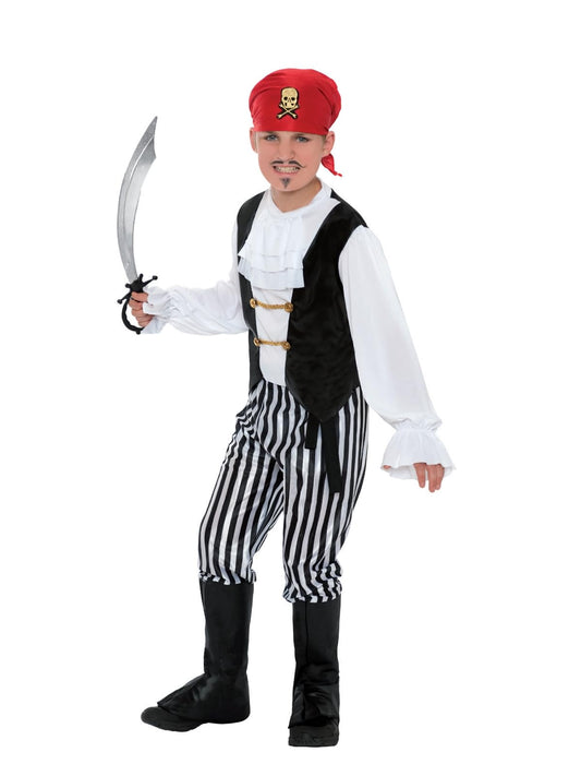 Piratical costume, black and white, 4–6 years