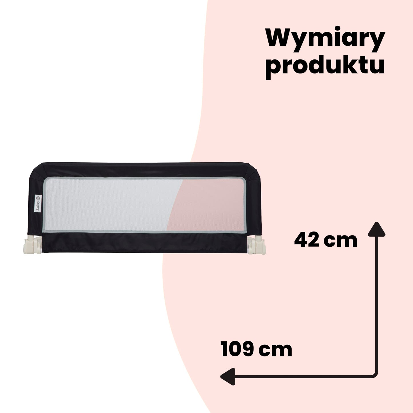 Safety 1st kokkupandav voodipiire, 109 × 42 cm, tumehall