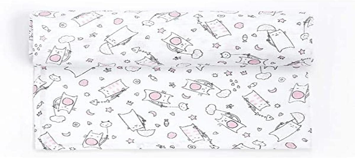 Ti TIN 100% puuvillane musliintekk beebidele “Cats” disainiga, 120 × 120 cm, roosa