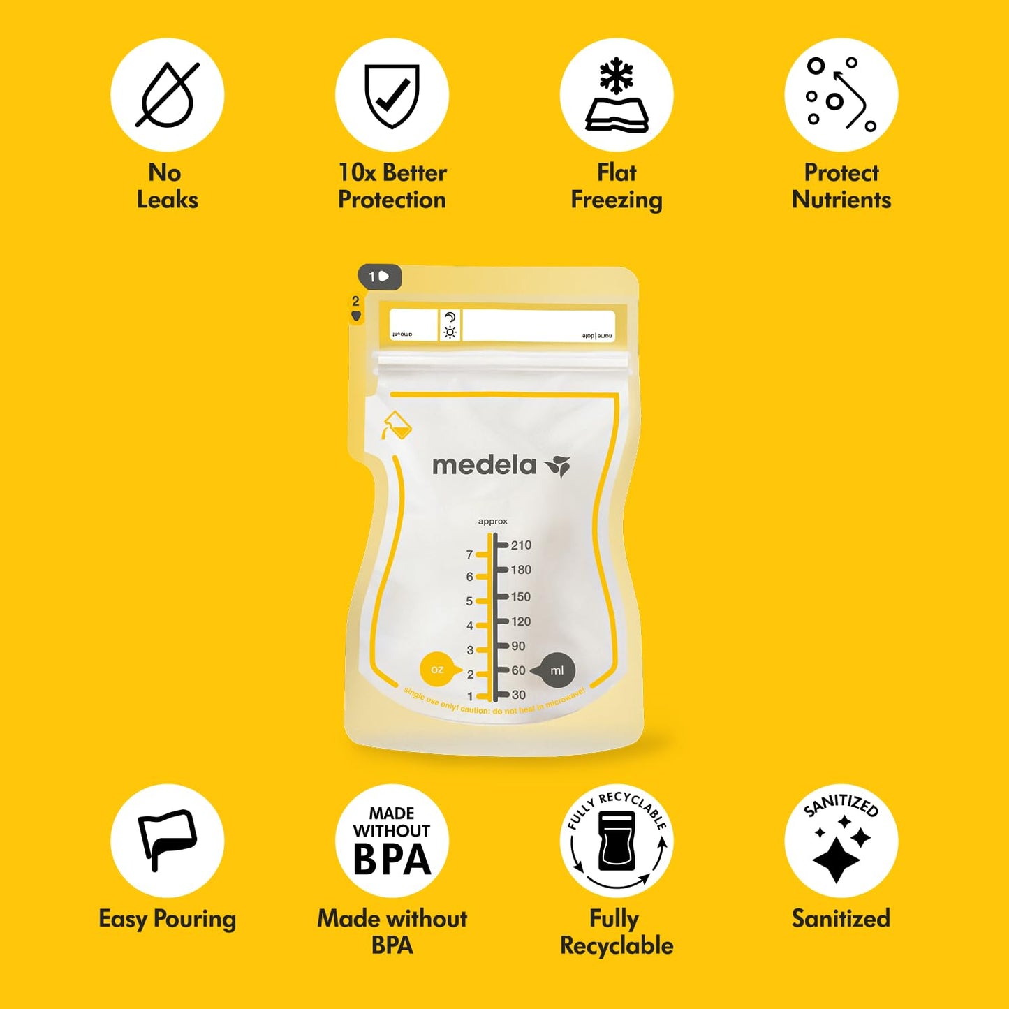 Medela Easy Pour rinnapiima säilituskotid, 210 ml, 50 tk