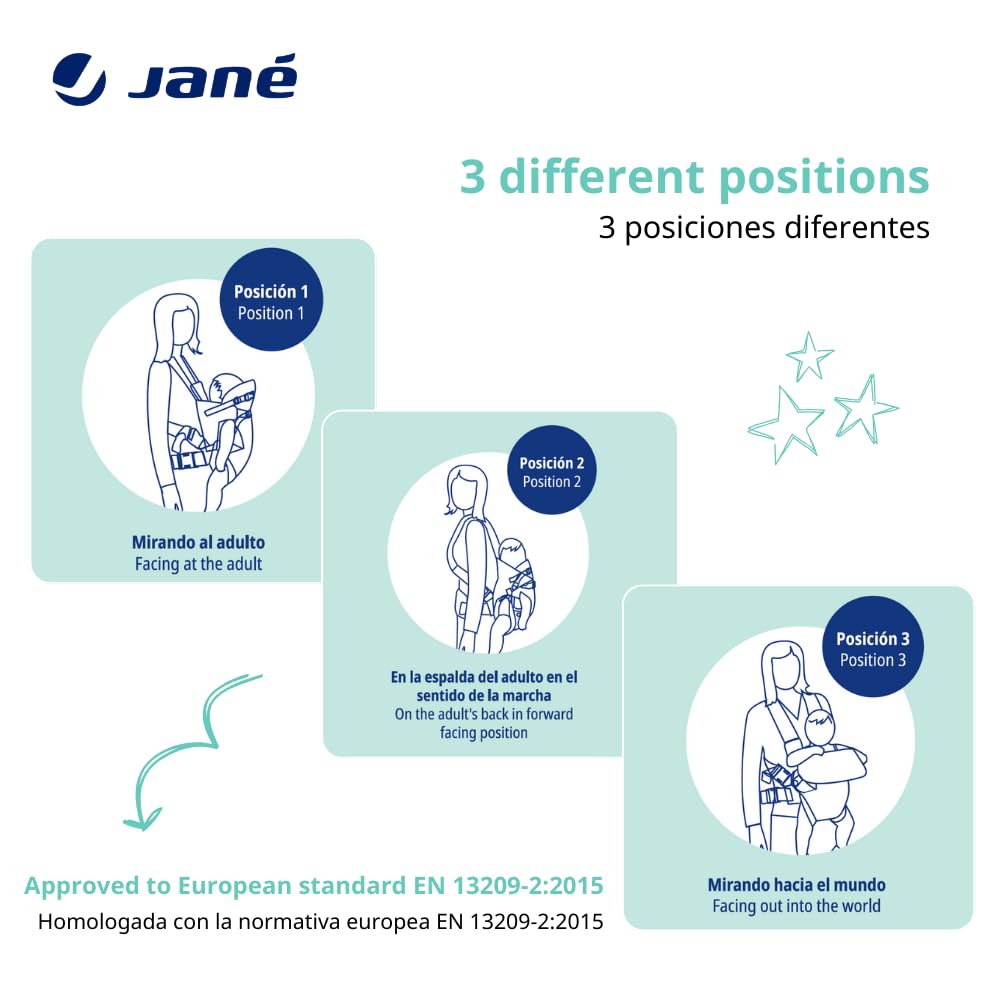 Jané Dual ergonoomiline beebikandekott, sünnist kuni 15 kg, 3 kandesuunda, hingav ja polsterdatud, roheline