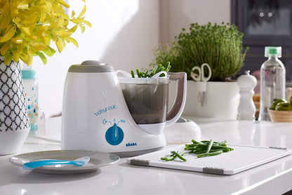 Béaba Babycook Original 4-in-1 Baby Food Maker – Steams, Blends, Defrosts and Reheats, Blue-Grey