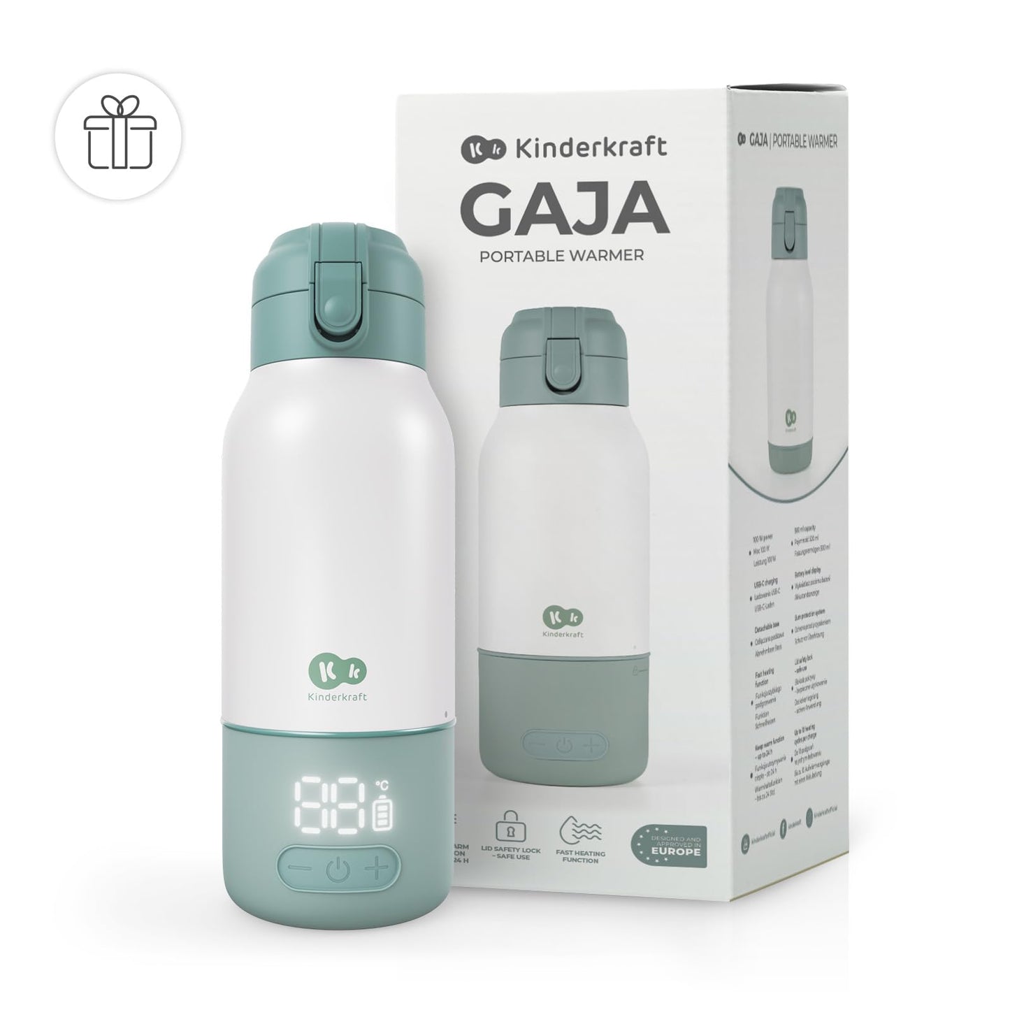 Kinderkraft GAJA pudelisoojendaja 2-ühes termospudel 500 ml, hall