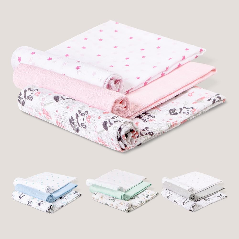 Interbaby puuvillased mähkmed 80 × 80 cm, 3 tk, roosa, mudel 98971-02