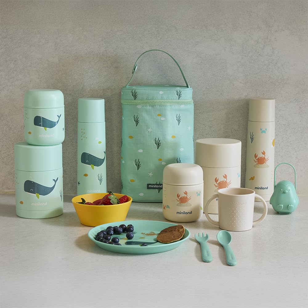 Miniland Whaley roostevabast terasest termos, 500 ml, sinine