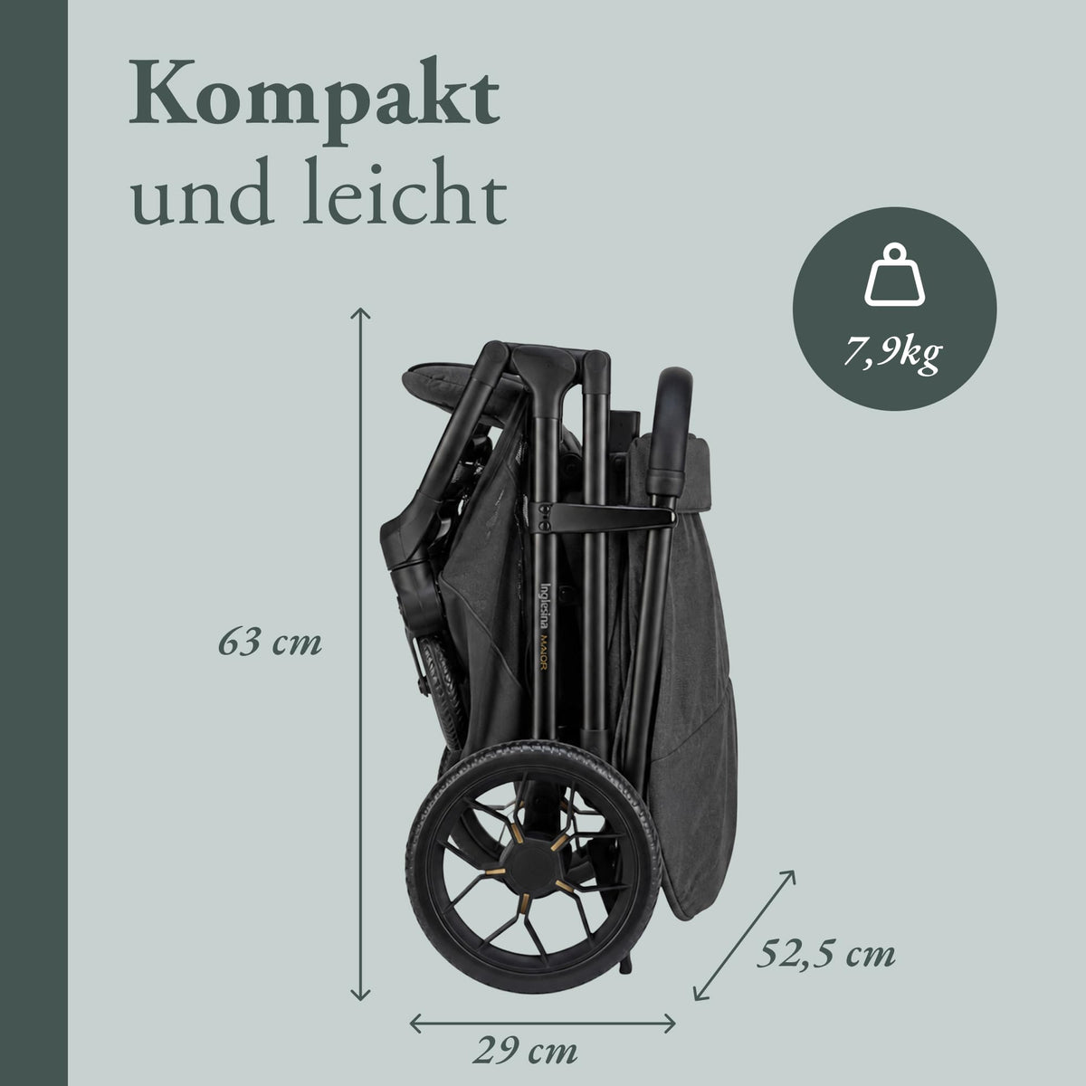 Inglesina Maior kerge jalutuskäru, 7,9 kg, hall (Magnet Grey), kuni 22 kg
