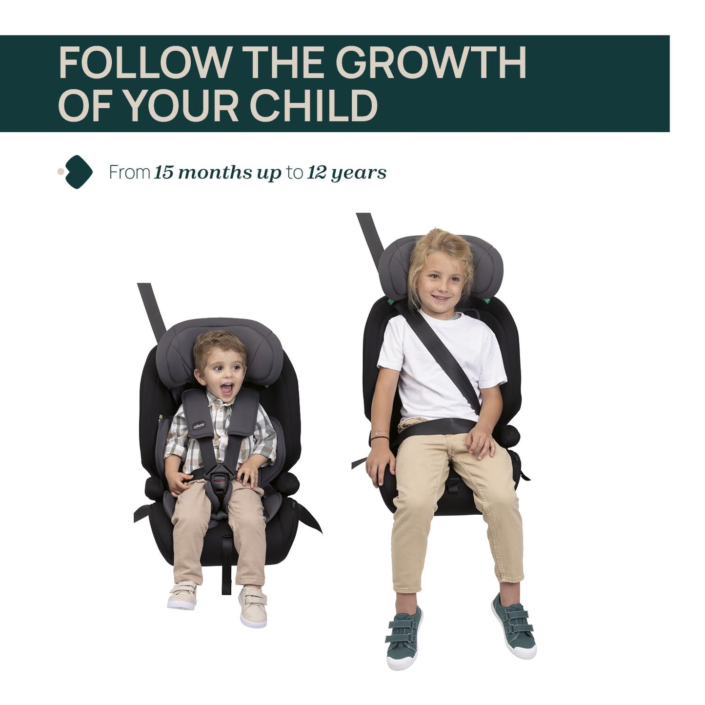 Chicco Gro Up i-Size turvatool 76-150 cm, 15 kuud kuni 12 aastat, ISOFIX, 5 kg, hall