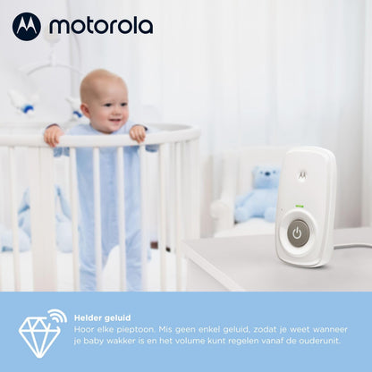 Motorola Nursery AM24 heliga beebimonitor, kahesuunaline suhtlus, DECT-tehnoloogia