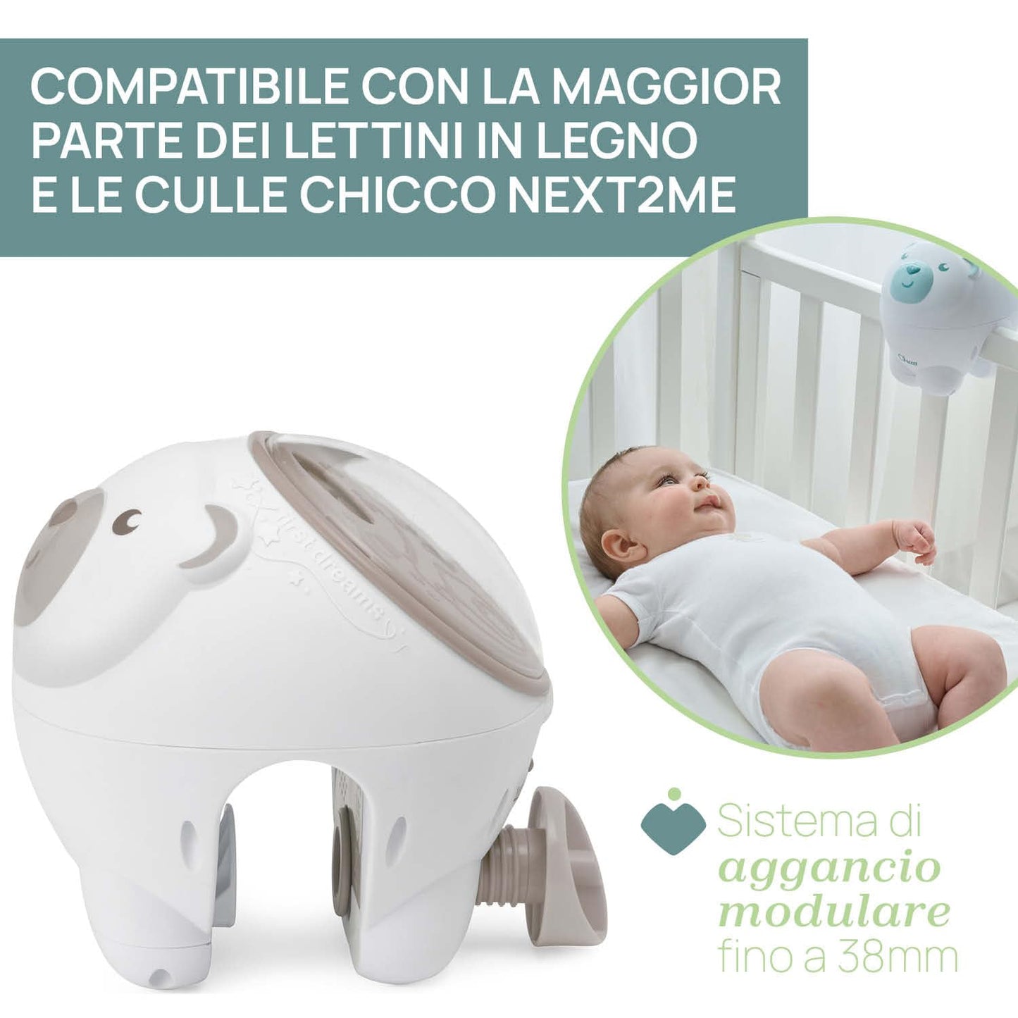 Chicco First Dreams Polar Bear projector, 2-in-1, night lamp and crib projector