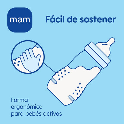 MAM Easy Active lutipudel 330 ml, X-lutt paksudele vedelikele, 6+ kuud, türkiis