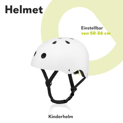 Lionelo Helmet laste kiiver, reguleeritav 50-56 cm, lõuakaitsega, valge
