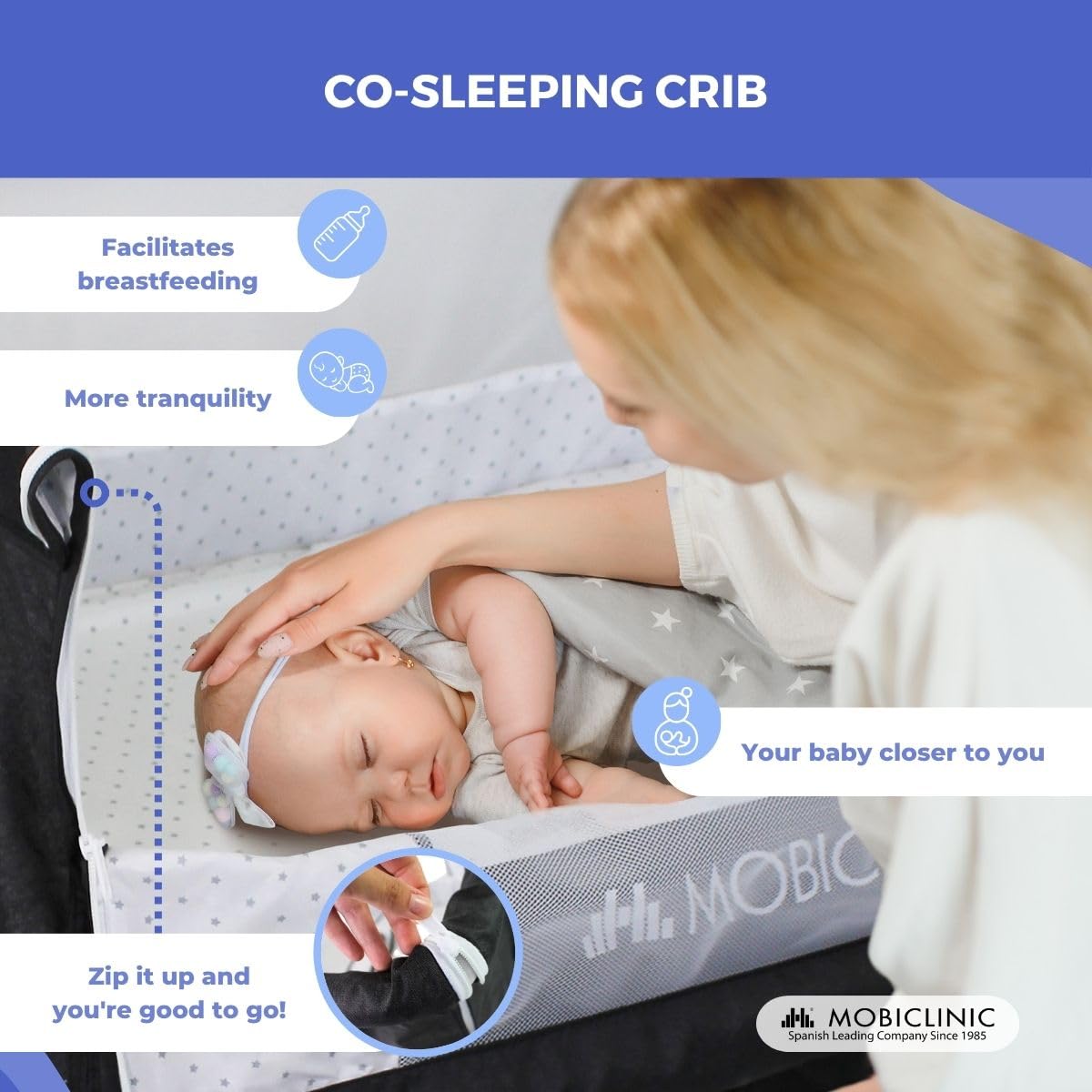 Mobiclinic Night 3-ühes vooditasku ja häll madratsi ning sääsevõrguga, must