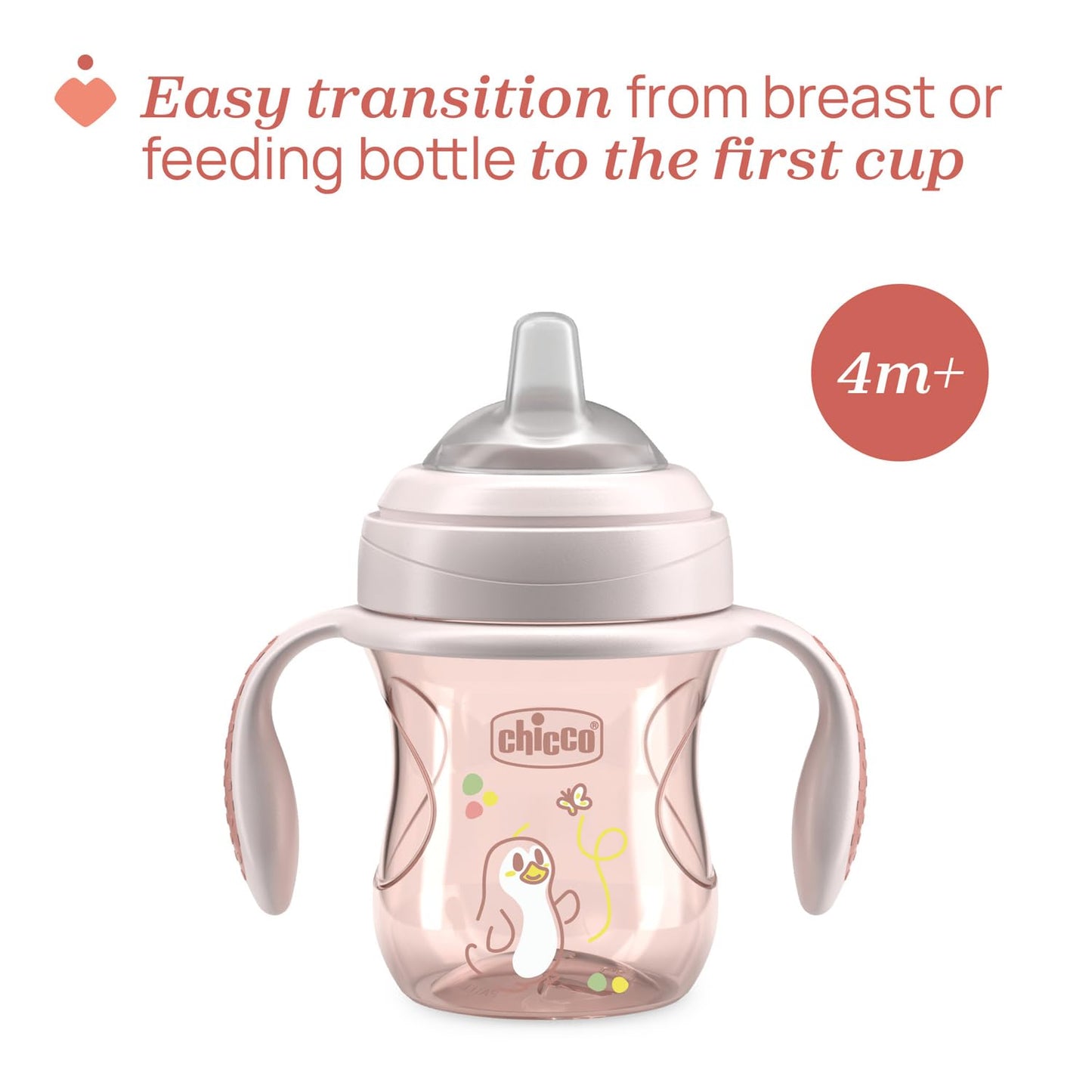 Chicco Transition joogitops 200 ml, roosa, 4+ kuud, BPA-vaba