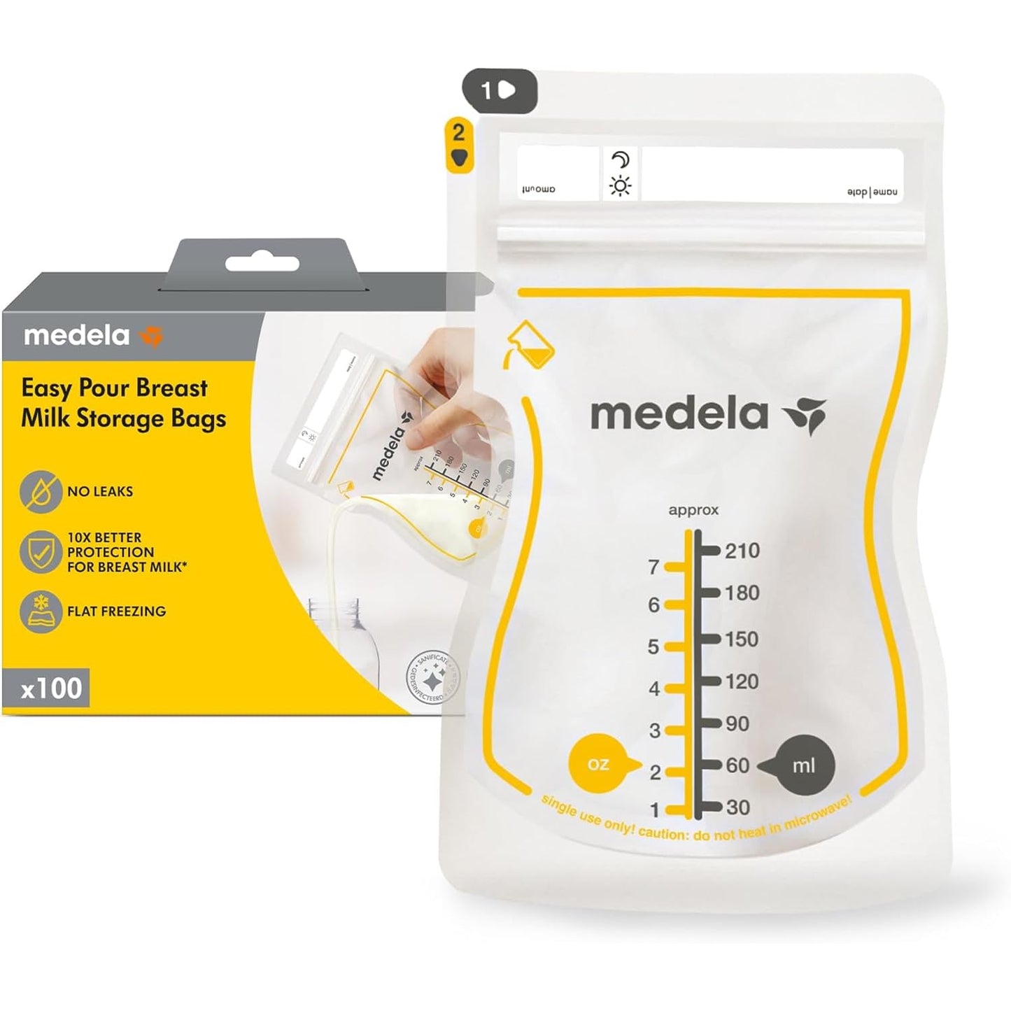 Medela Easy Pour ühekordsed rinnapiima säilituskotid, 210 ml, 100 tk