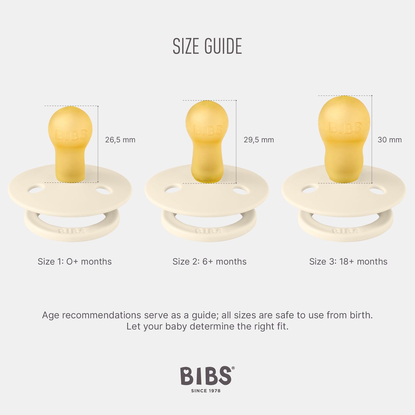 BIBS Colour lutid 0–6 kuud, 4 tk, naturaalne lateks, BPA-vabad