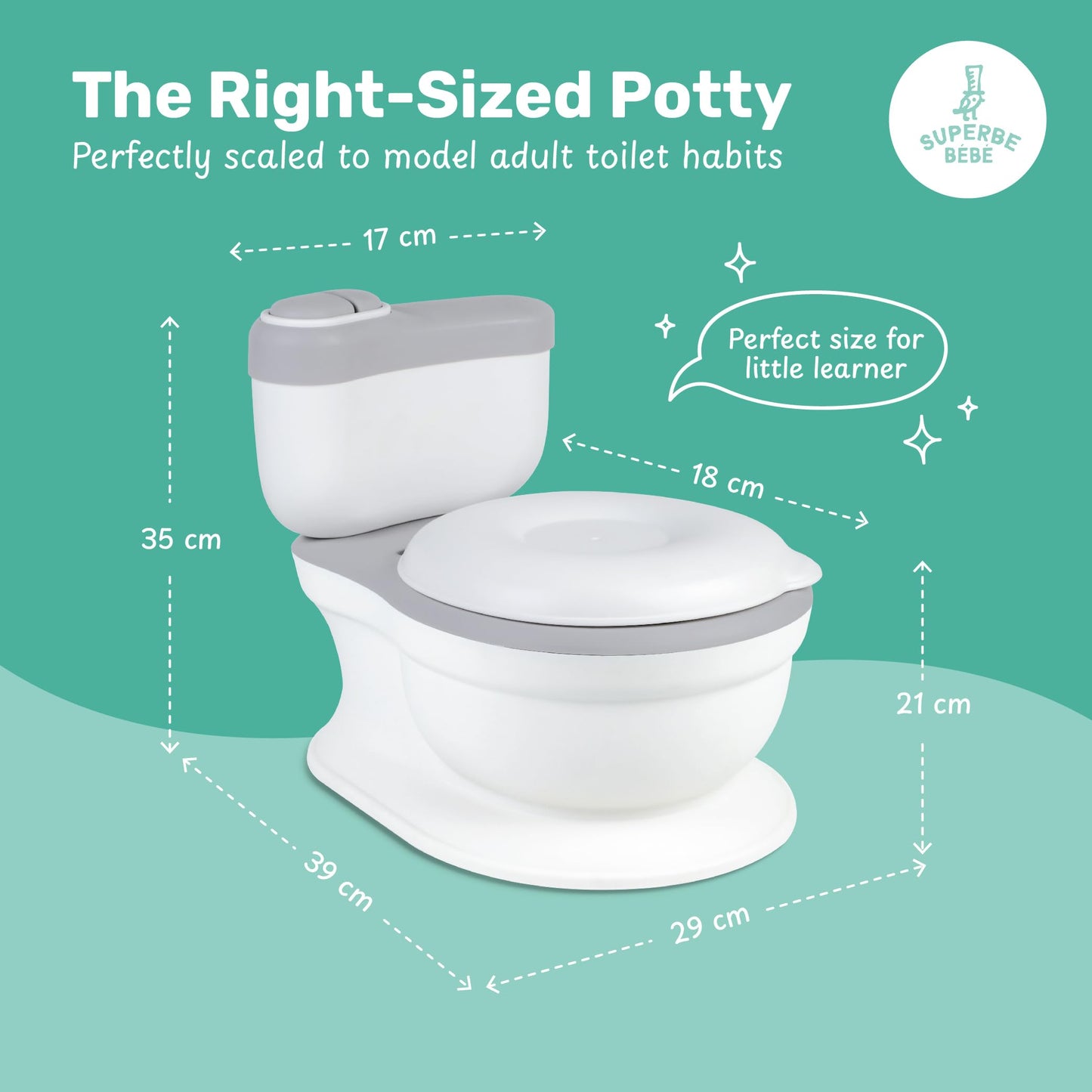 Superbé Bébé heliefektiga treeningpott muusika ja eemaldatava anumaga