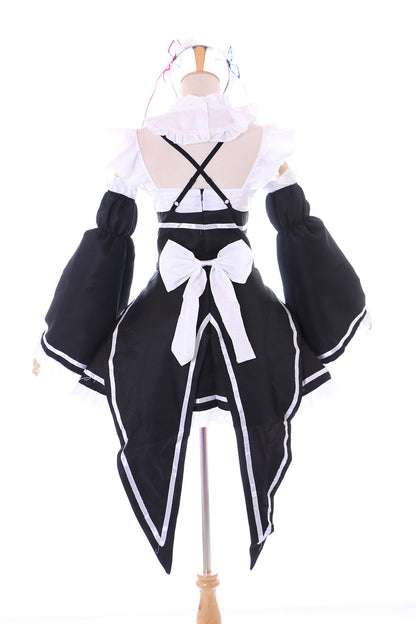 Naiste cosplay kostüüm „Re:Zero“ Rem/Ram teenijanna, 7-osaline komplekt, suurus L
