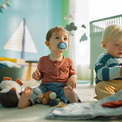 Philips Avent Ultra Air lutt, 6–18 kuud, ortodontiline, BPA-vaba, sinine/türkiis, 2 tk + steriliseerimis-/hoiukarp
