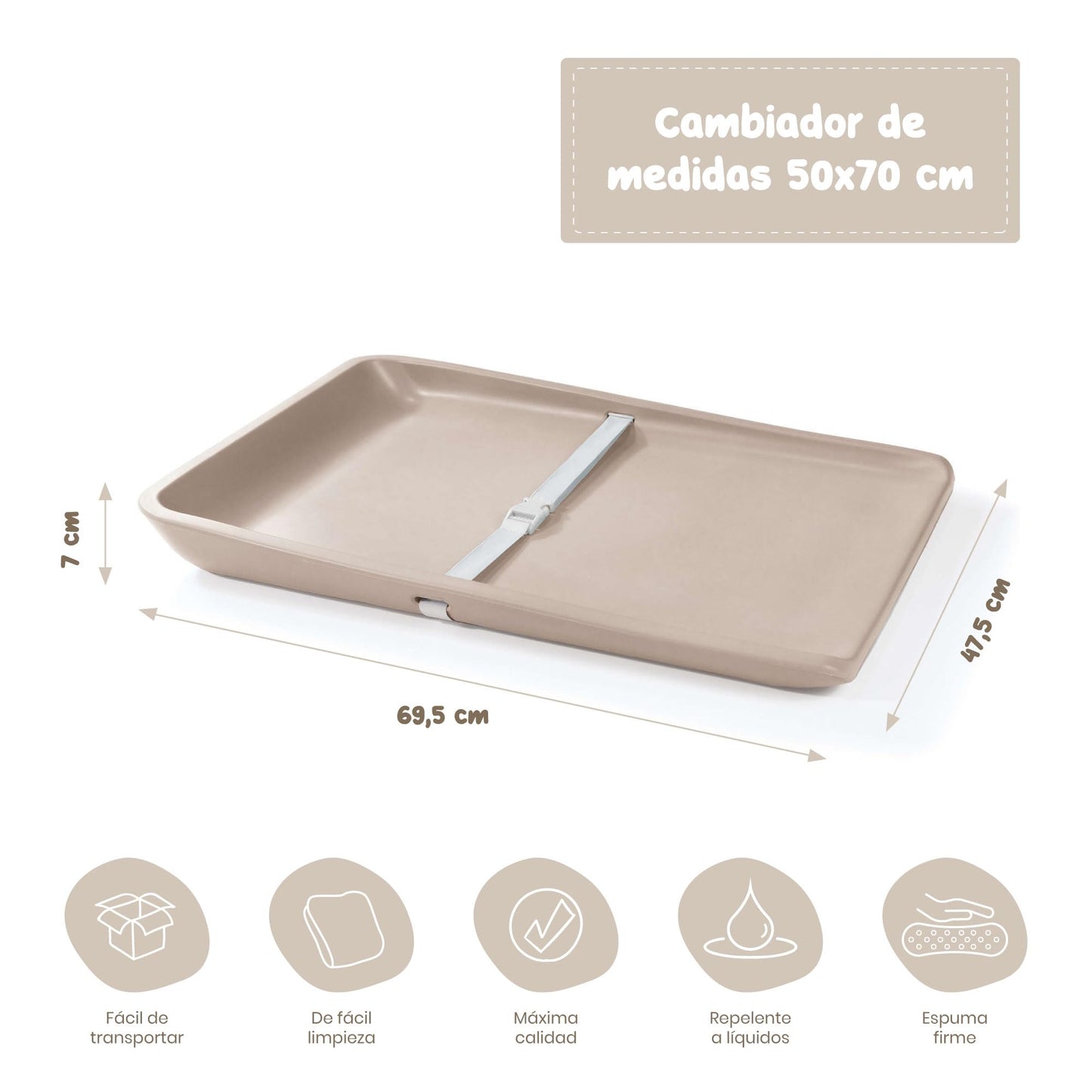 Alondra silikoonist mähkimisalus beebile turvarihmaga 70 × 50 cm – beež