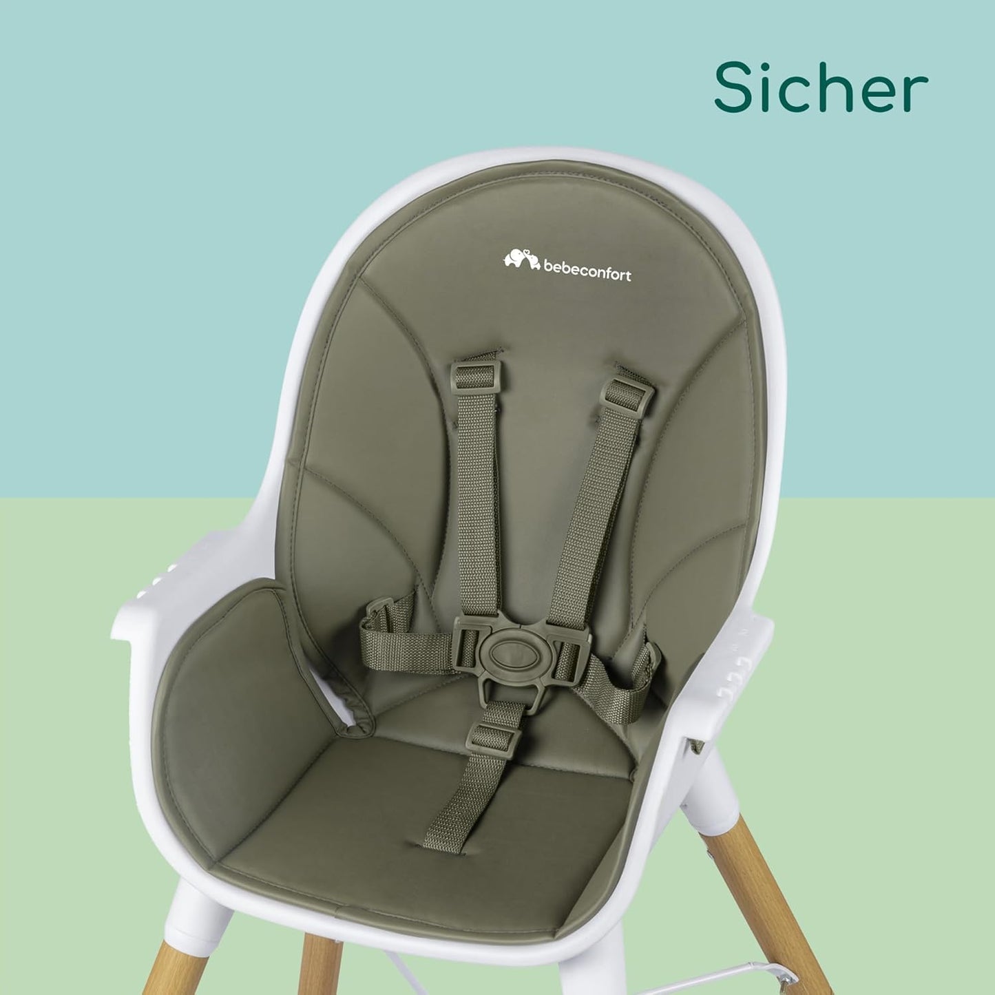 Bebeconfort Avista 2-in-1 söögitool, polstriga ja lauaplaadiga, roheline (Mineral Green), alates 6 kuust, kuni 30 kg