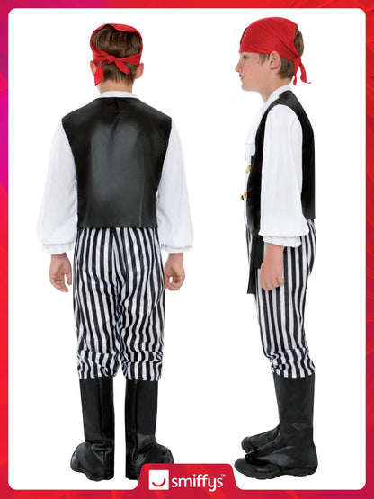 Piratical costume, black and white, 4–6 years