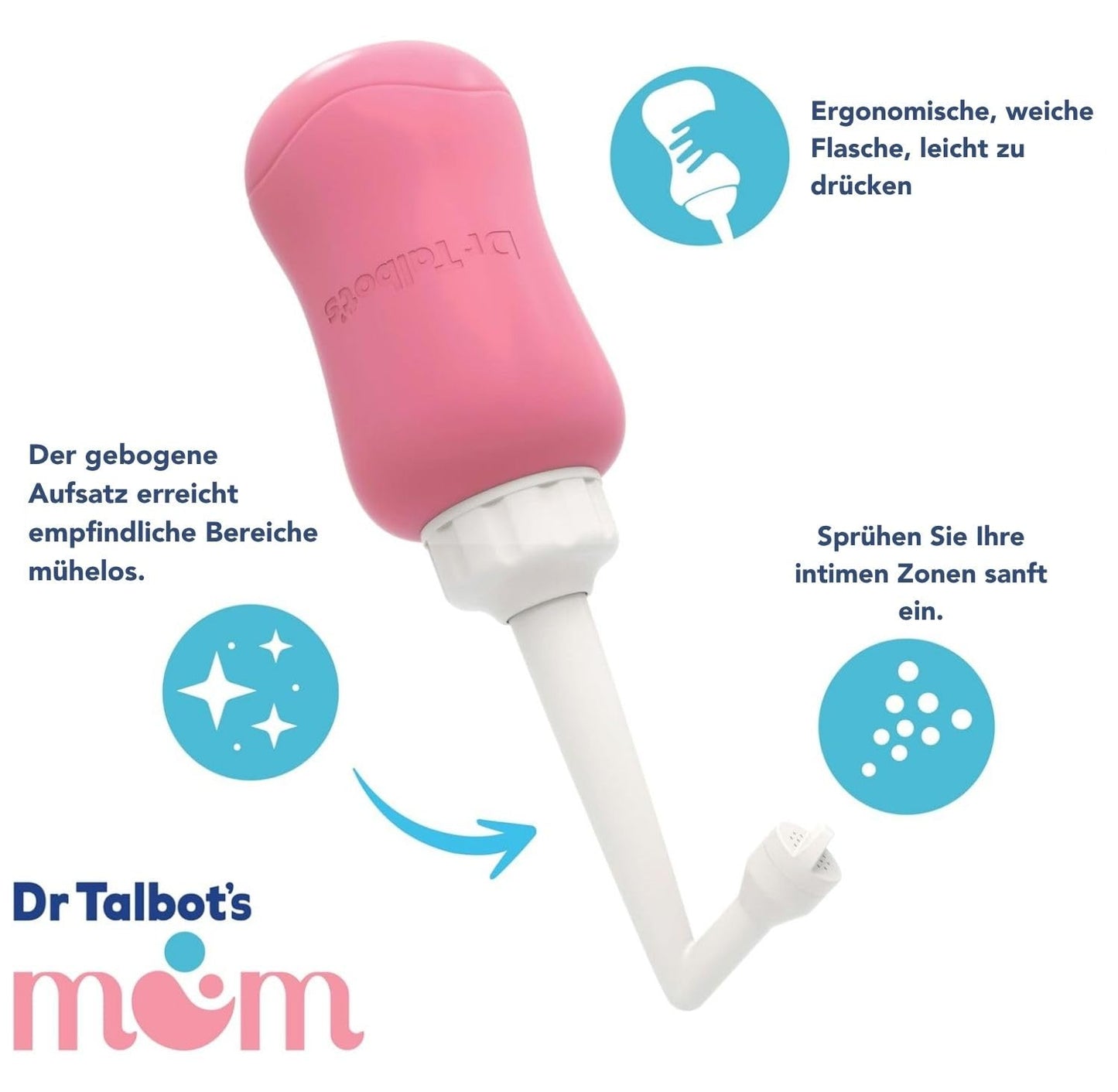 Dr. Talbot's Peri-Flasche 360 ml, sünnitusjärgne intiimpesupudel, roosa/valge
