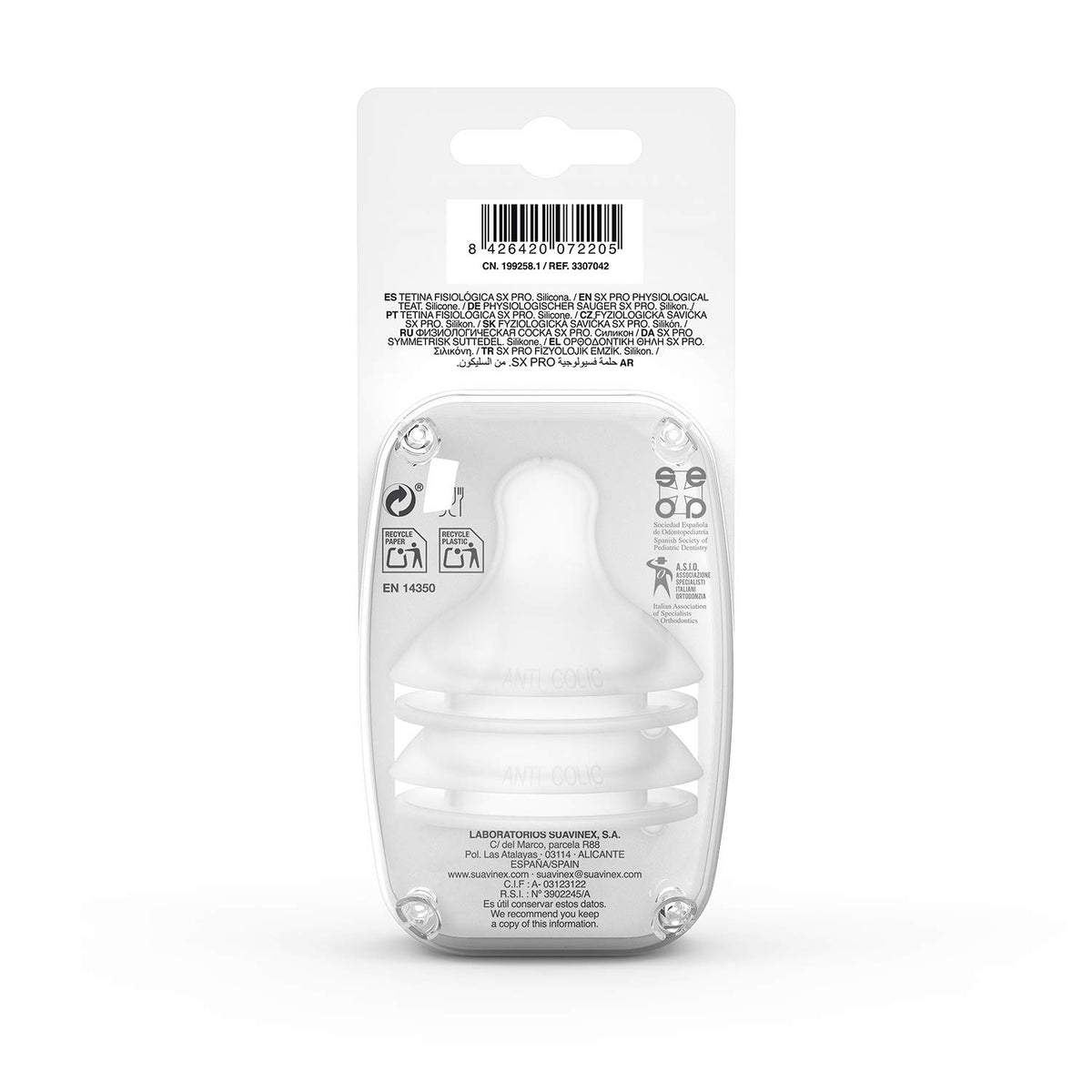 SUAVINEX 2 sümmeetrilist SX Pro pudelilutti Slow Flow 0+ kuud