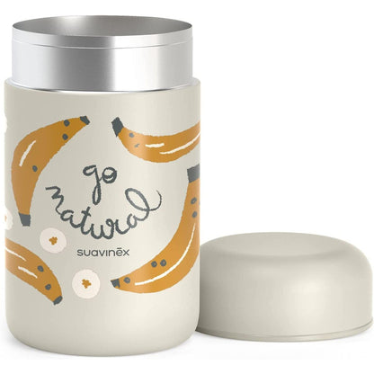 Suavinex roostevabast terasest beebitoidutermos 400 ml, hall, banaanimustriga
