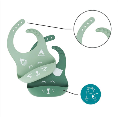 Babymoov BIB’ISY 2-osaline silikoonist põllekomplekt, roheline