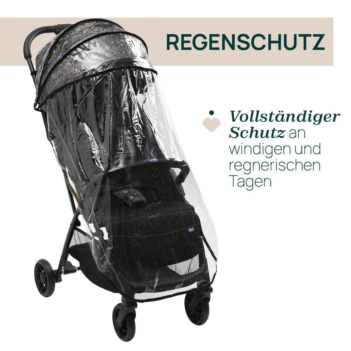 Chicco Glee jalutuskäru, must värvilise mustriga (Playful Black), kuni 22 kg