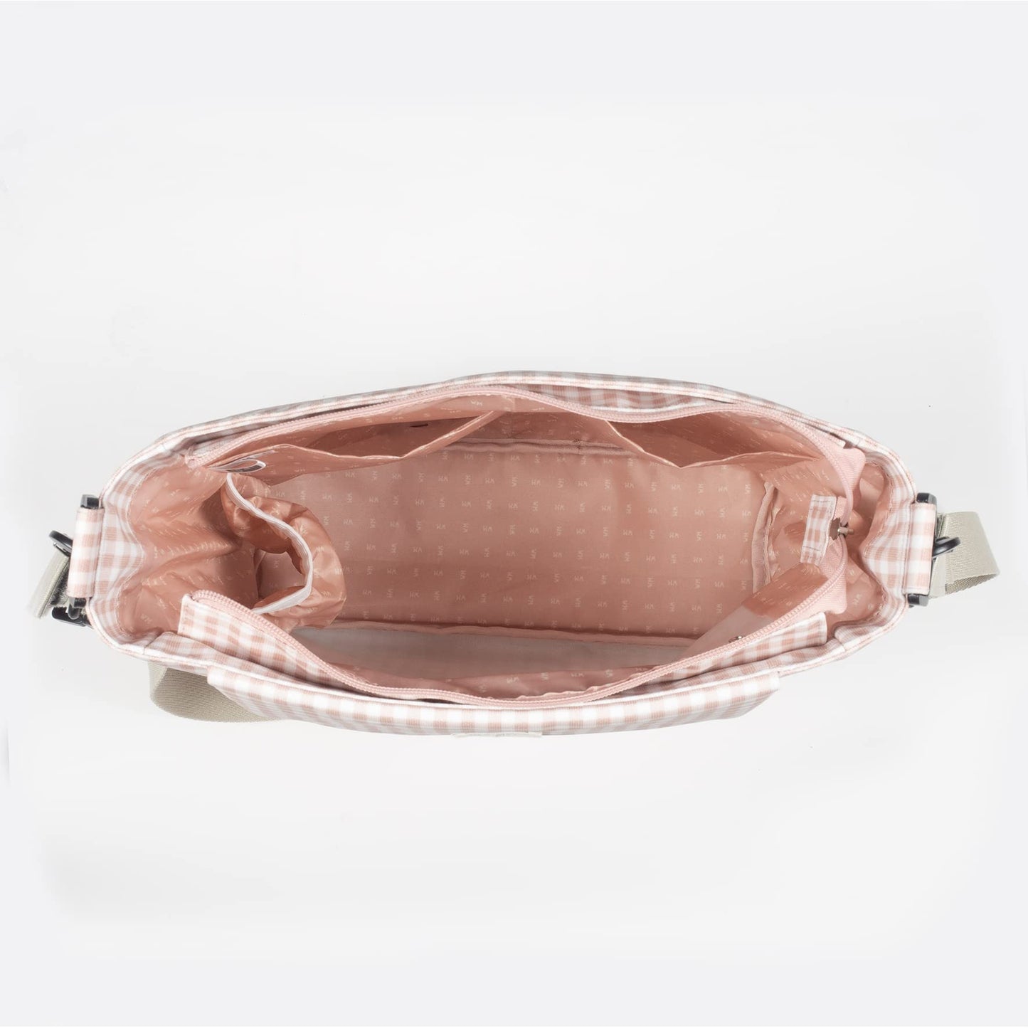 Walking Mum “I Love Vichy” roosa mähkmekott mähkimisalusega, õla- ja kärukinnitusega