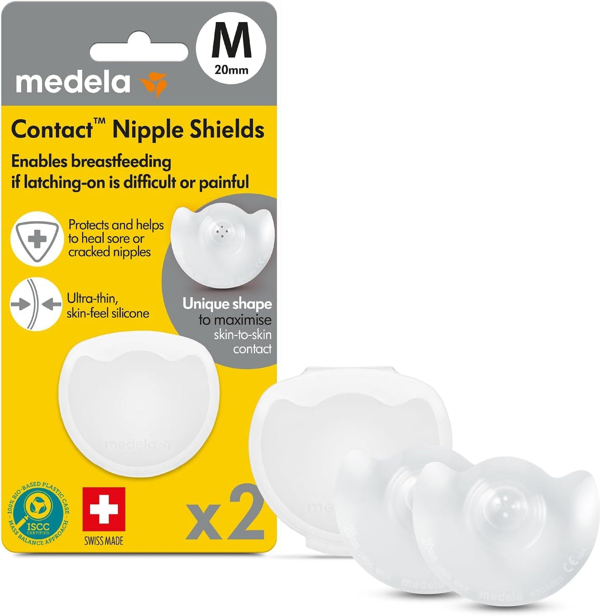 Medela Contact rinnanibukaitsmed silikoonist, 20 mm, 2 tk, läbipaistev