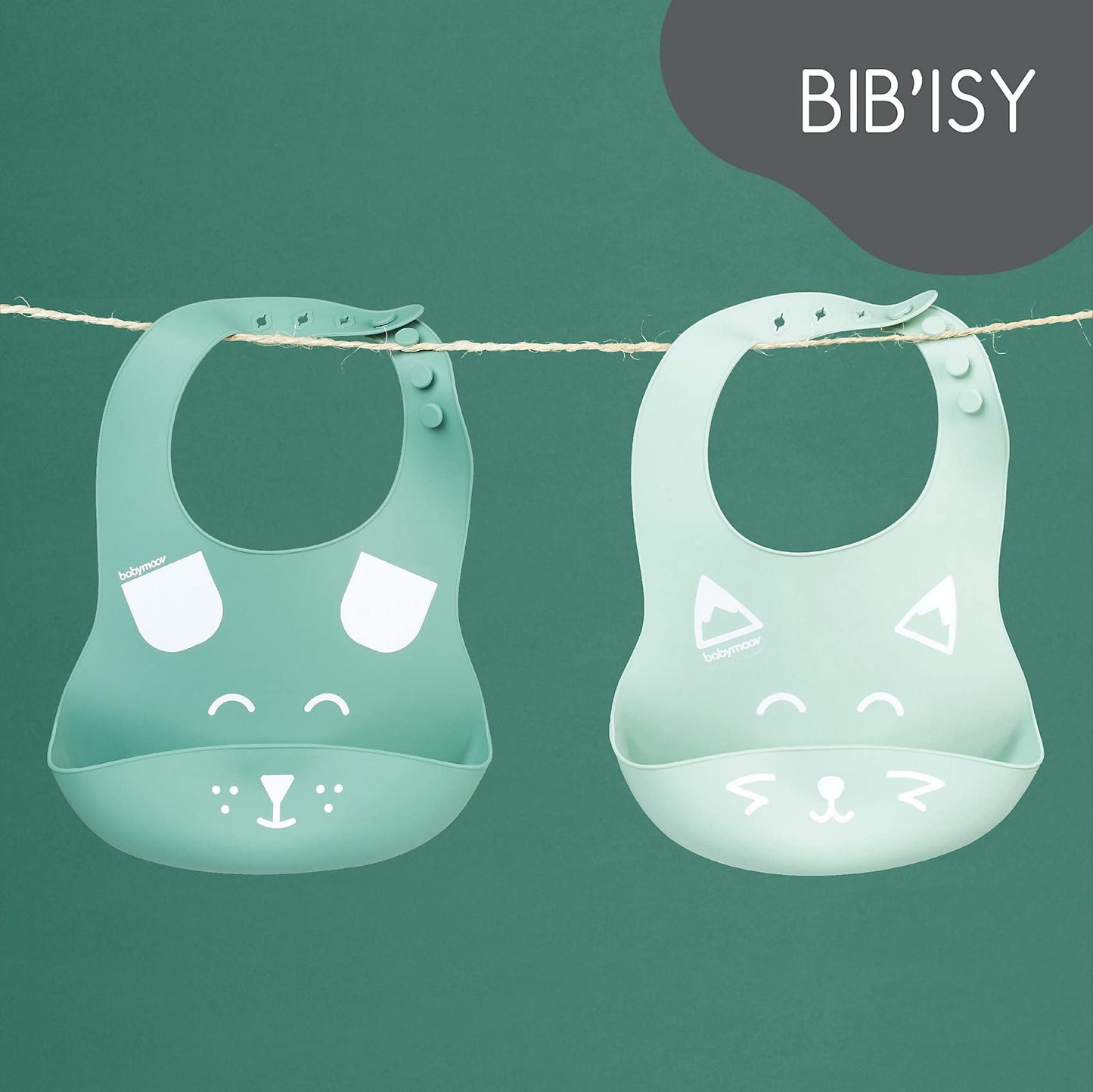 Babymoov BIB’ISY 2-osaline silikoonist põllekomplekt, roheline