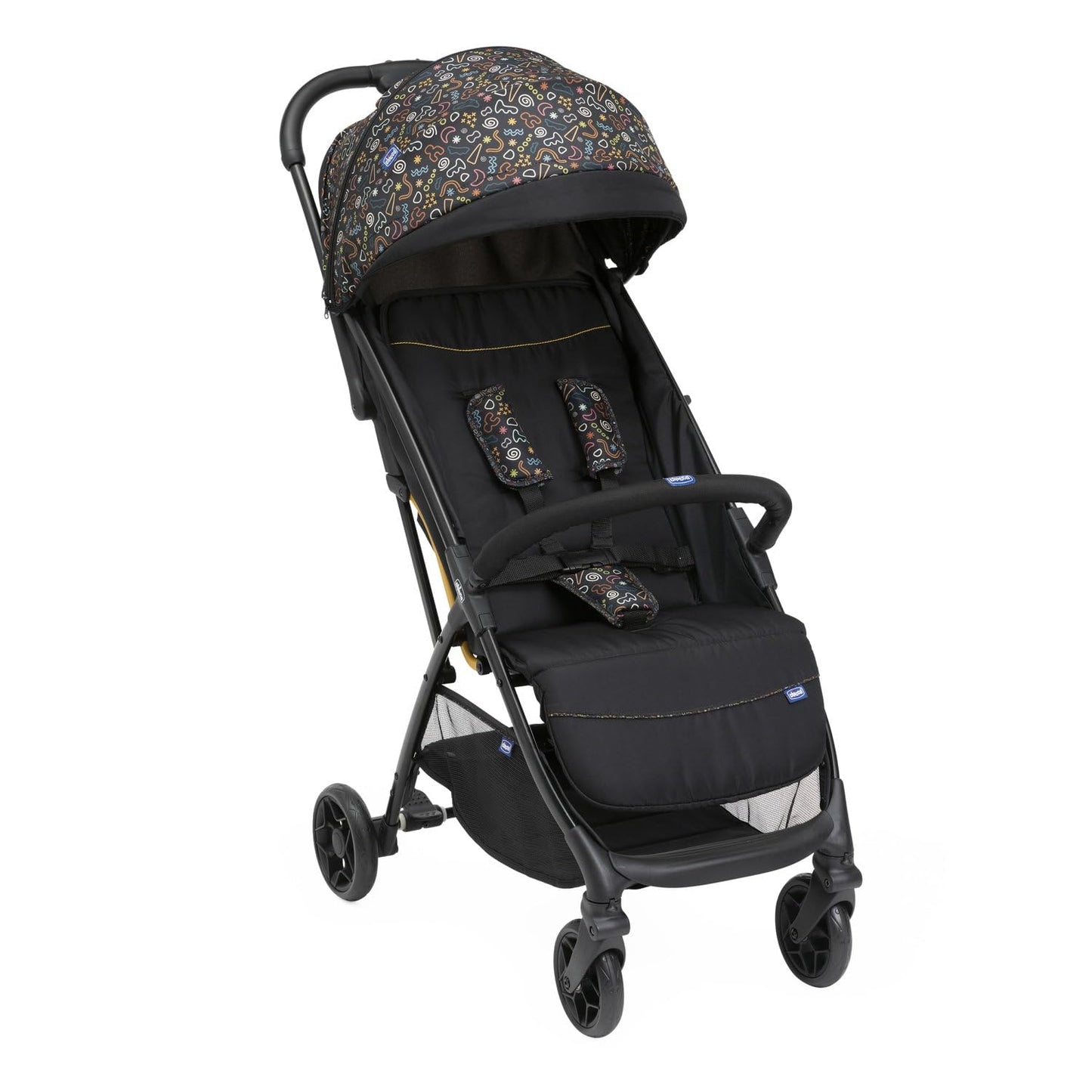 Chicco Glee jalutuskäru, must värvilise mustriga (Playful Black), kuni 22 kg
