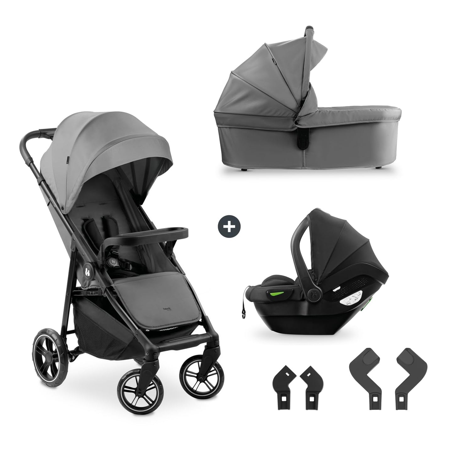 Hauck Shop N Care 3in1 Trio vankrikomplekt - kergkäru, vankrikorv ja turvahäll (Grey)