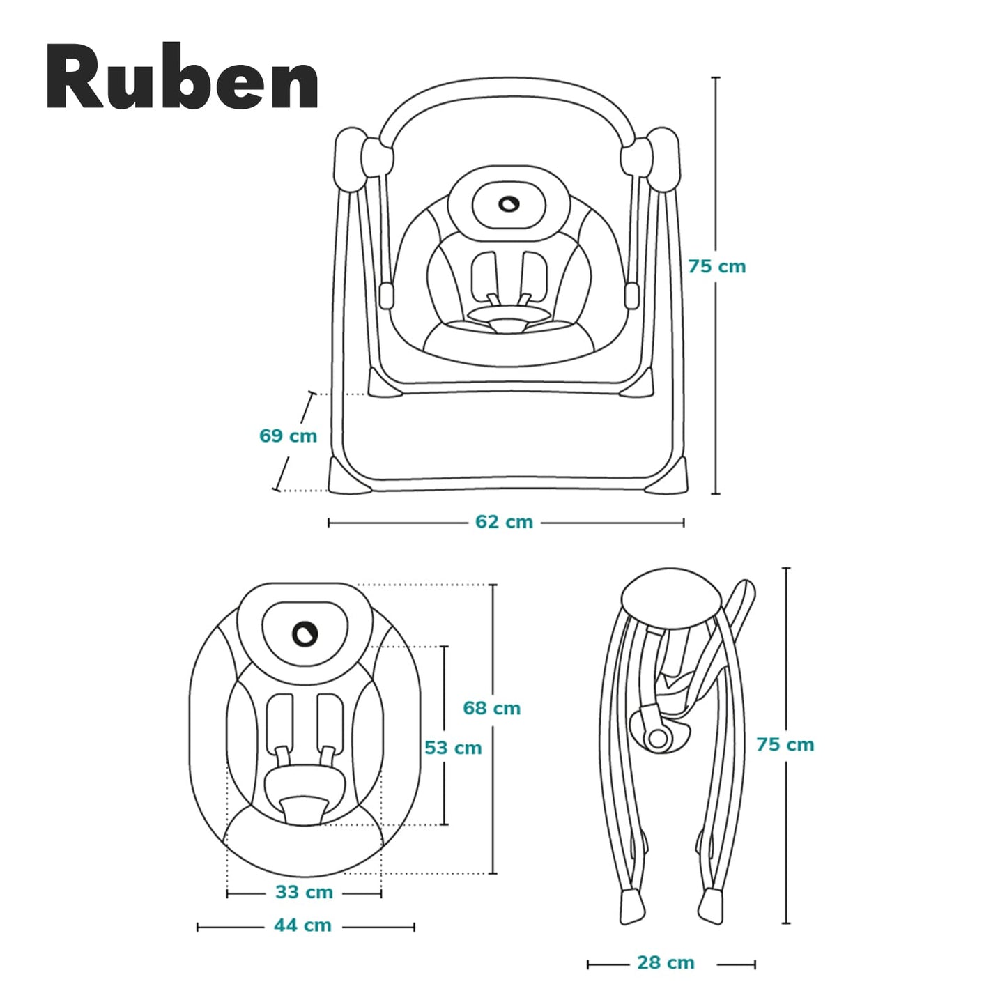 Lionelo Ruben elektriline beebikiik, kuni 9 kg, hall-türkiis