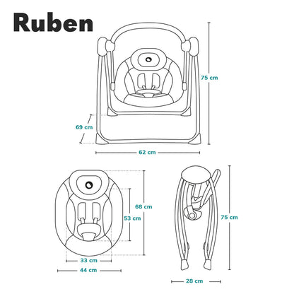 Lionelo Ruben elektriline beebikiik, kuni 9 kg, hall-türkiis