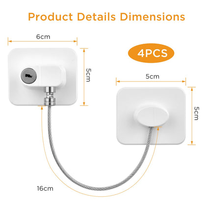 AiQInu child safety locks for refrigerators, cabinets, and windows, 4 pcs + 3 keys