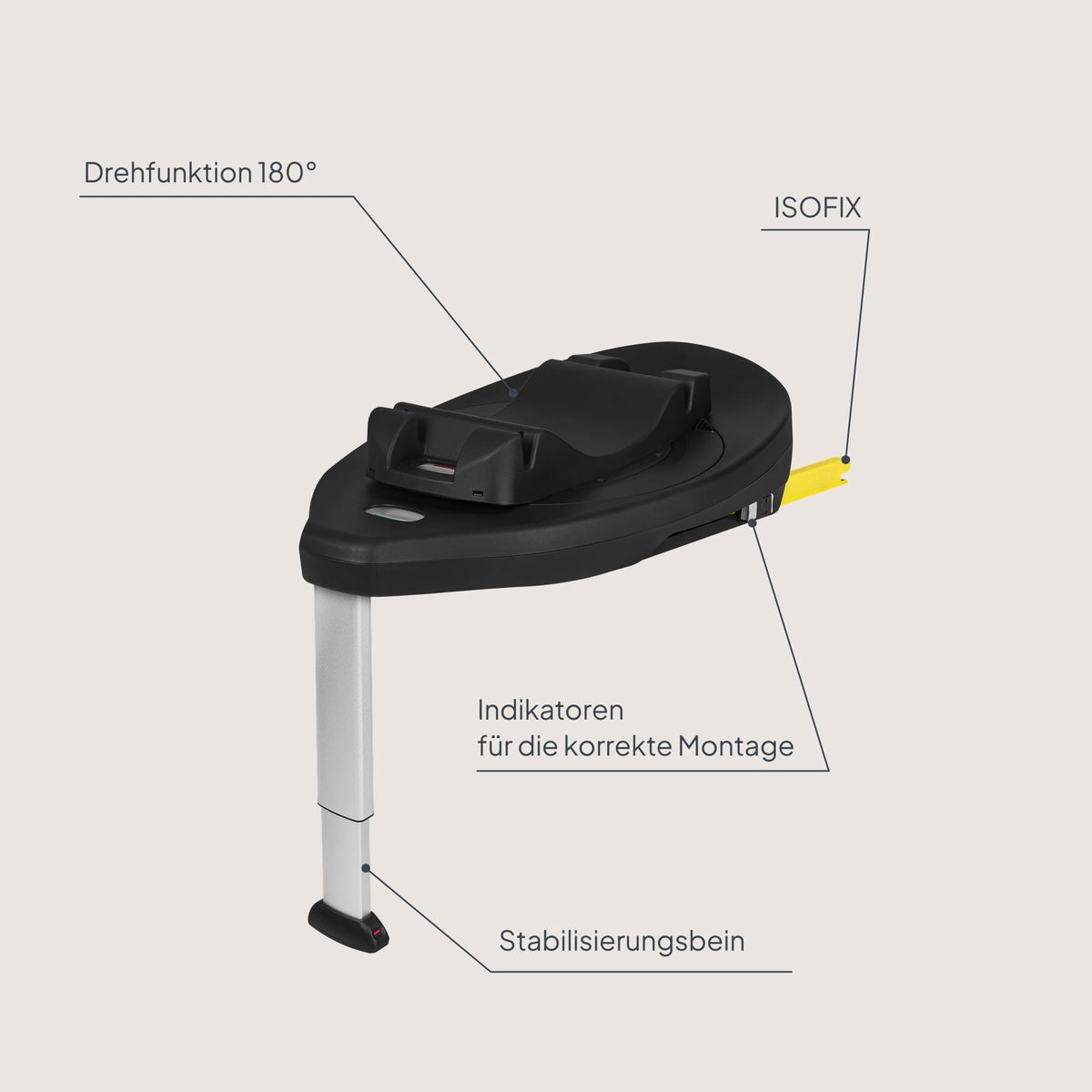 Lionelo Astrid i-Size Base Plus ISOFIX-alus turvahällile, 180° pööratav, must